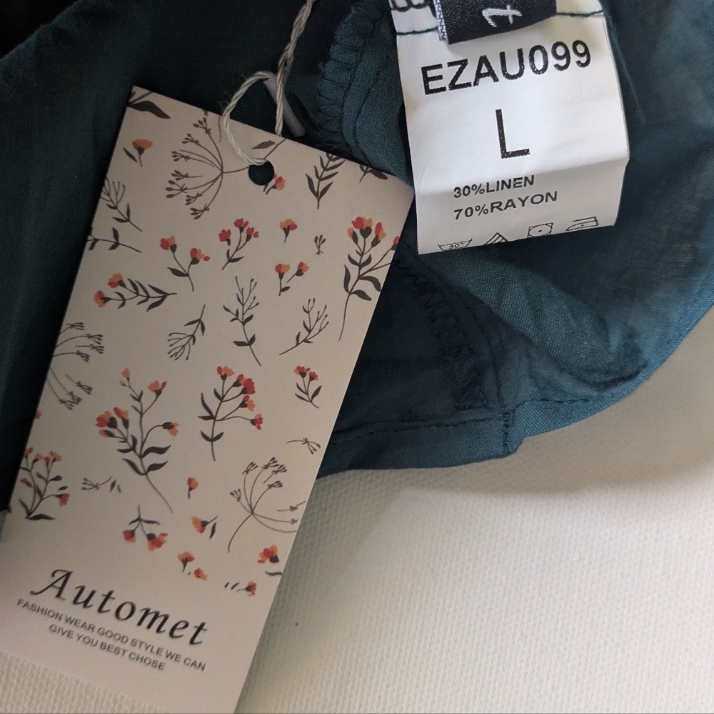 AUTOMET New Womens Rompers One Shoulder Jumpsuits Linen Shorts Jumper Size L - Picture 4 of 11